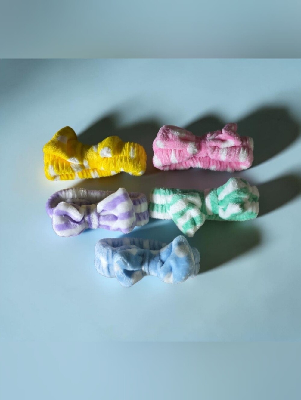 Plush Bow Spa Headband - Pink, Yellow, Purple, Green, Blue